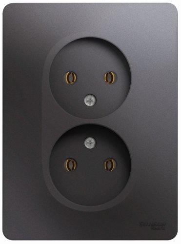 Розетка без заземления Systeme Electric Glossa 1-м. 2 мод. графит картинка